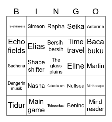 Bee Ai En Ji Ou Bingo Card