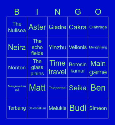 SEMANGAT EAK Bingo Card
