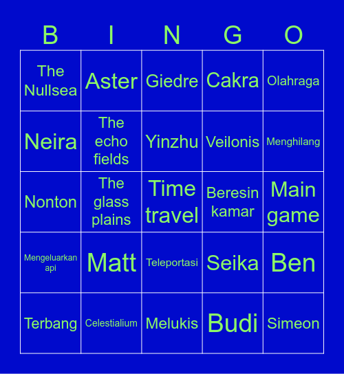 SEMANGAT EAK Bingo Card