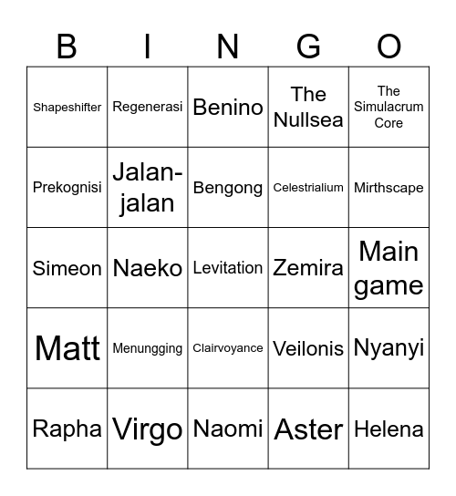Bingo Card