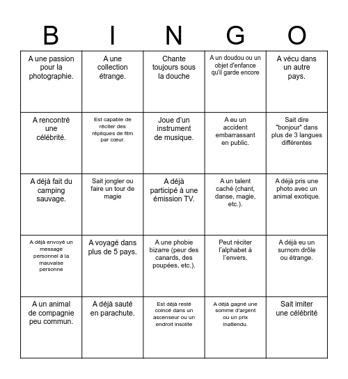 Bingo PFE Bingo Card