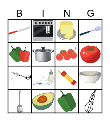 Food & Kitchen Bingo Card
