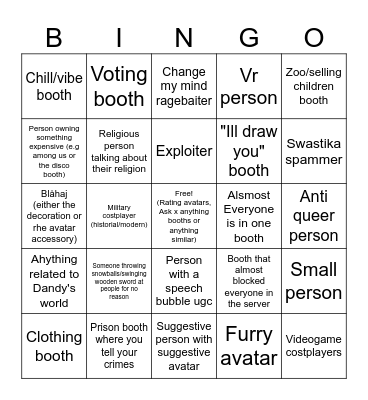 booth game bingo Card