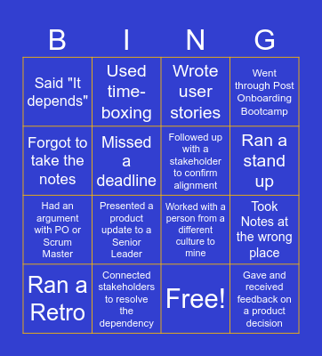 Product Bingo Card