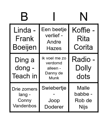 Muziekbingo Card