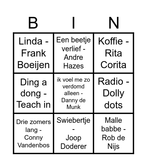 Muziekbingo Card