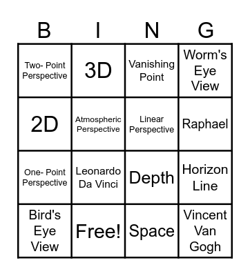 Perspective Vocabulary Bingo Card