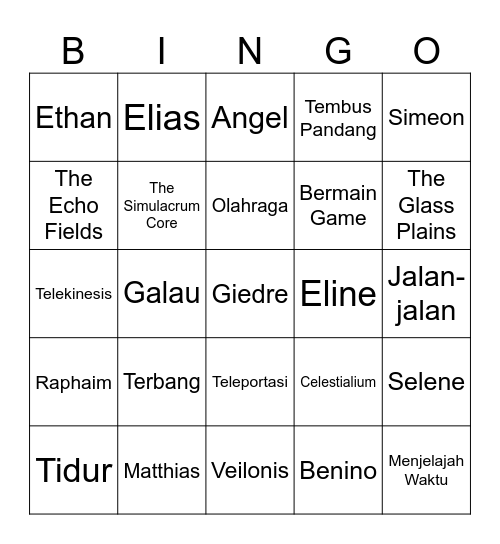 Helena’s Bingo Board Bingo Card