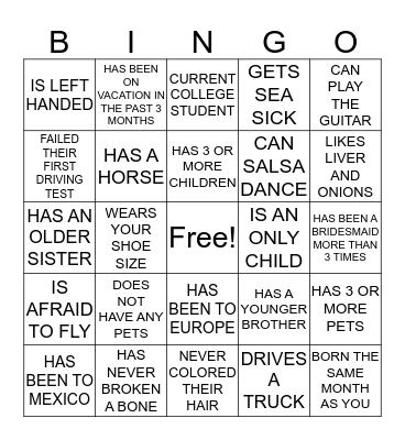 ICEBREAKER BINGO Card