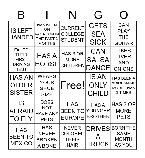 ICEBREAKER BINGO Card