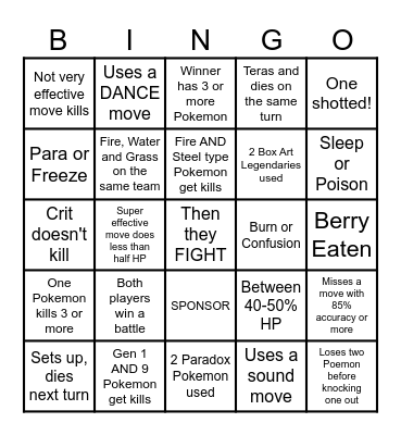 Then we react bingo Shady Types Bingo Card