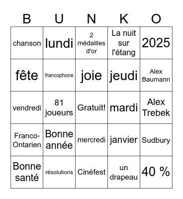 BUNKO-Bonne année! Bingo Card