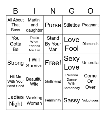 Ladies Night Bingo Card