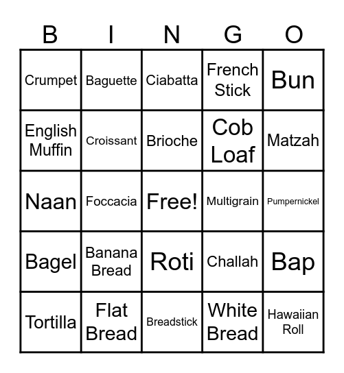 Bread Bingo! Bingo Card