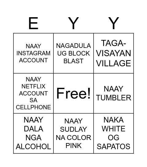 OH Bingo Card