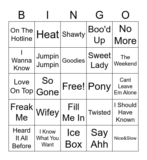R&B Bingo Card