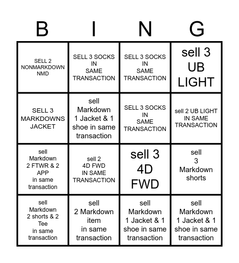 MARKDOWN COMPETITION Bingo Card