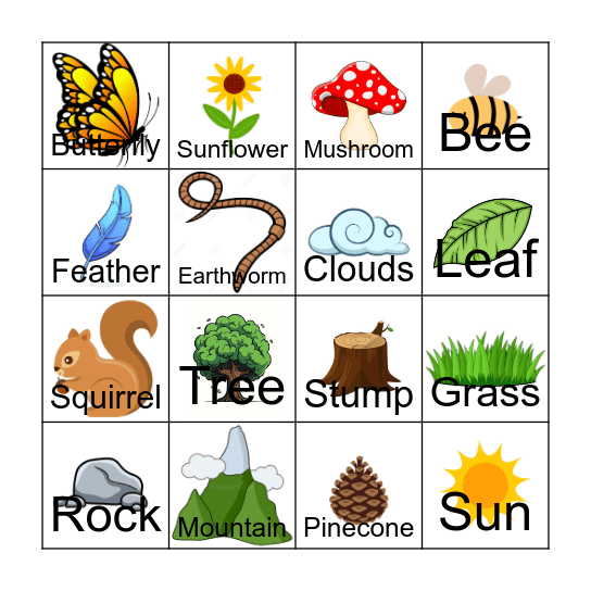 Nature Bingo Card
