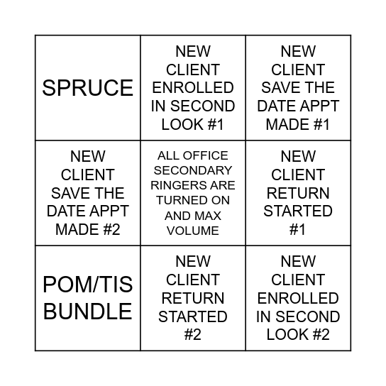 NEW CLIENT RALLY BLACKOUT Bingo Card