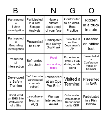 AURORA BINGO Card