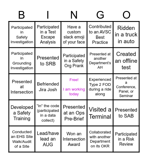 AURORA BINGO Card
