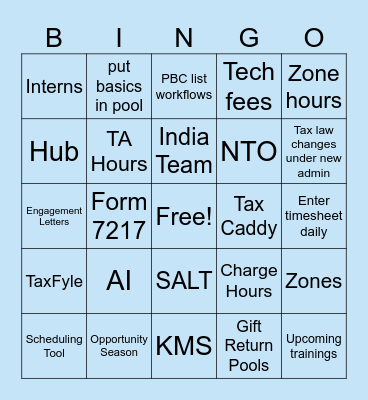 2025 Tax Season Kickoff Bingo Card
