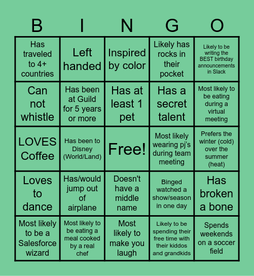 Team Hippogriff Bingo Card