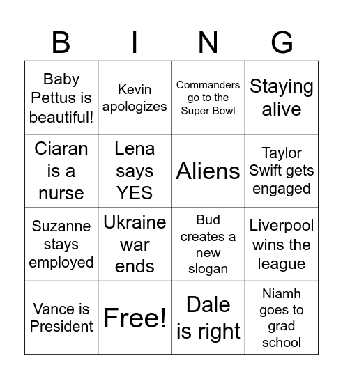 2025 Bingo Card