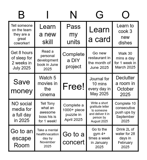 Things to Consider in 2025 Bingo Card