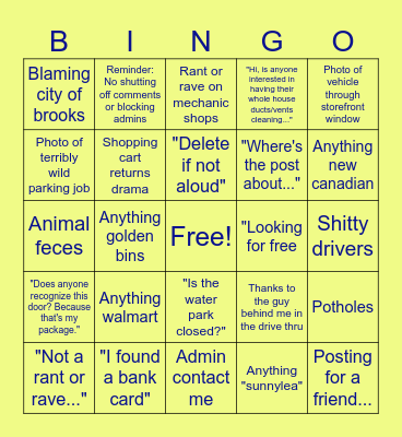 Rant & Rave Bingo Card