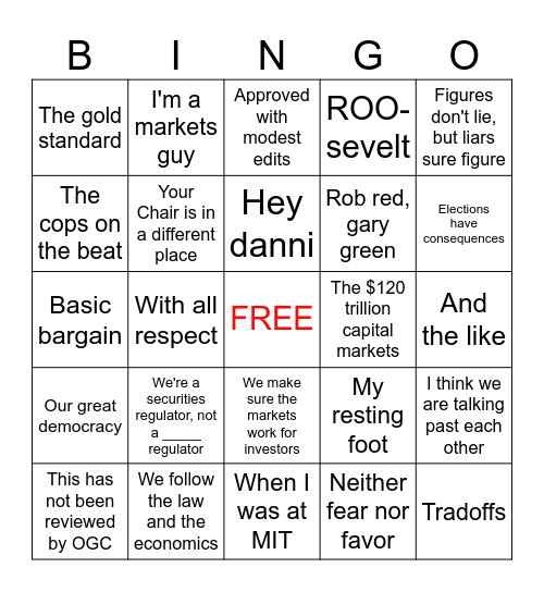 Chair Gensler Bingo Card