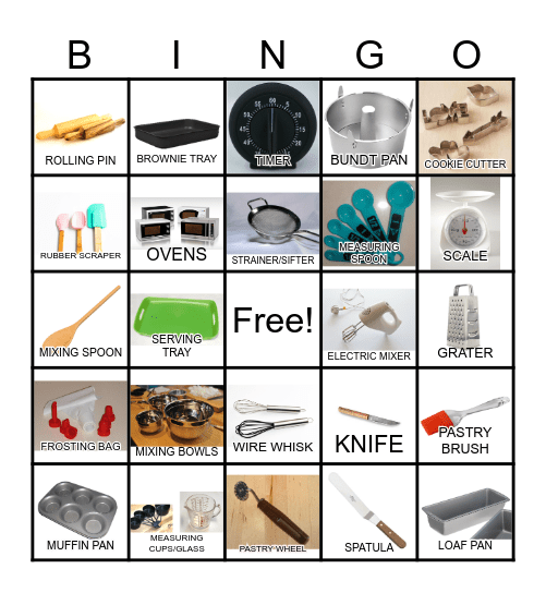 BAKING TOOLS AND EQUIPMENT Bingo Card
