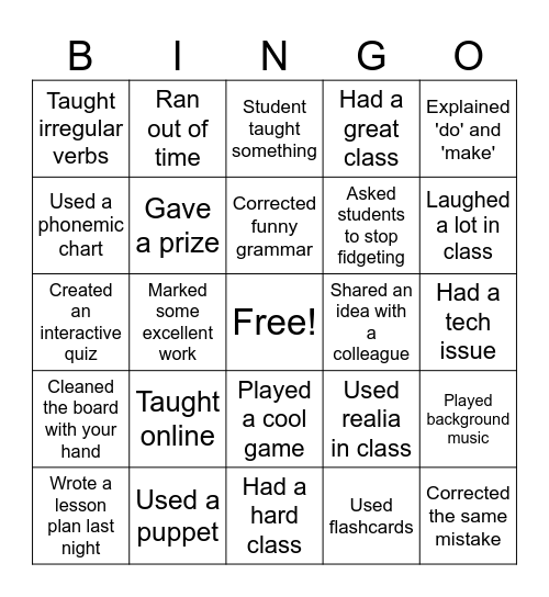 Bingo Fun! Bingo Card