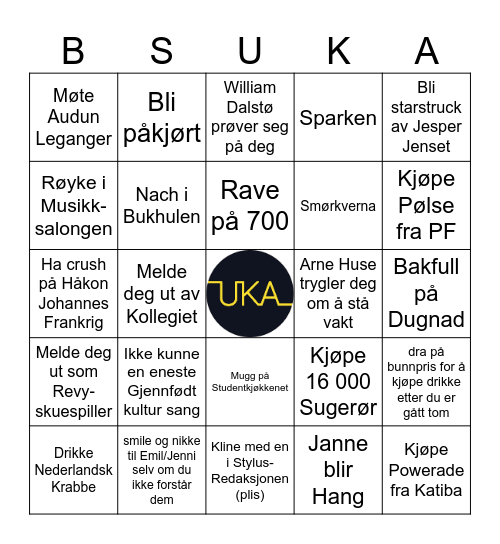 UKA Bingo Card