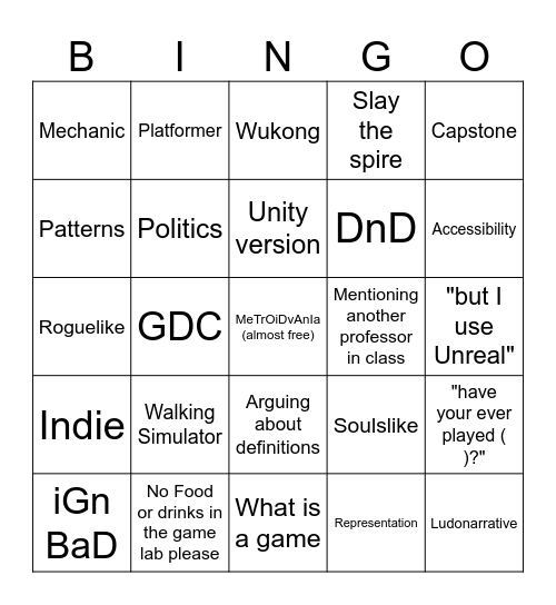 Day in GSND Bingo 2025 Bingo Card