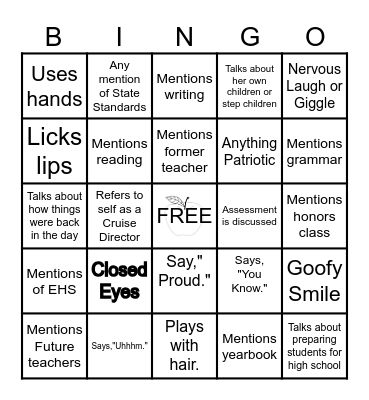 Reeves Golden Apple Bingo Card