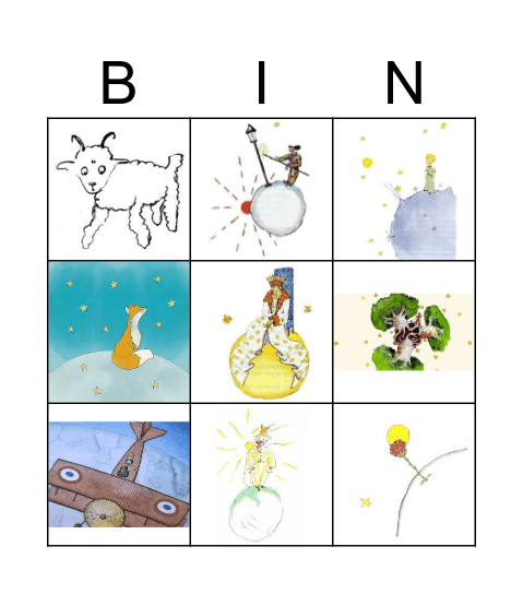 tombola Piccolo principe Bingo Card