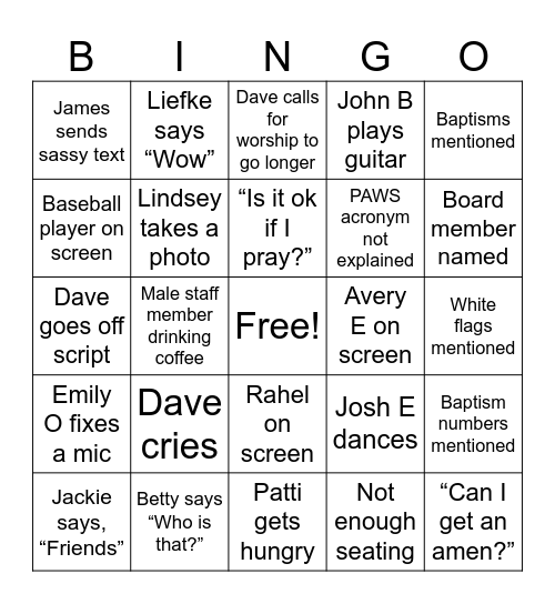 SOA 2025 Bingo Card