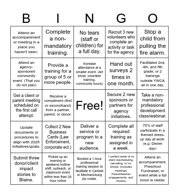 YWCACCC Bingo January to March Bingo Card