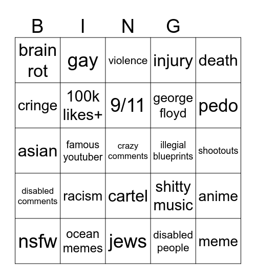 IG reels bingo Card
