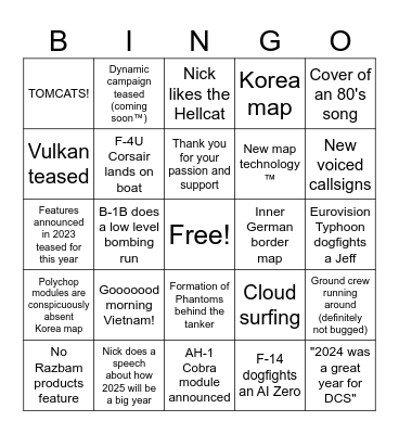 DCS 2025 & beyond bingo Card