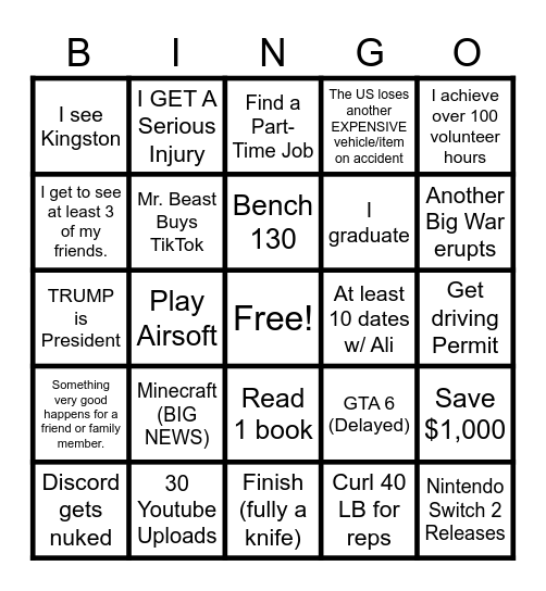 2025 Bingo Card