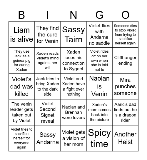 Onyx Storm Bingo Card