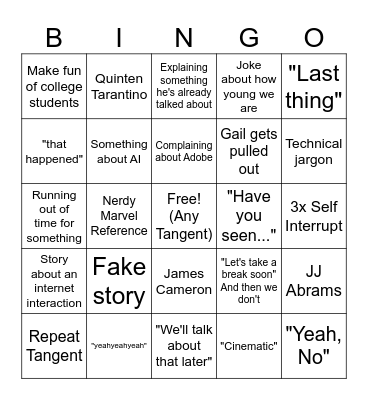 Channing Bingo Card