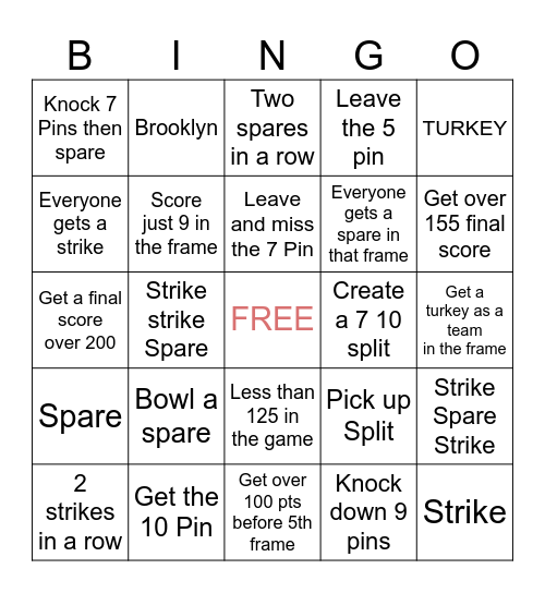 League Bingo Card