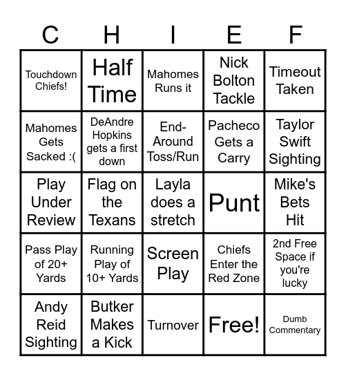 DIV ROUND VS HOUSTON Bingo Card