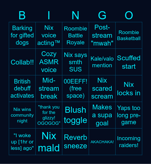 NIX VOLTARE STREAM BINGO Card