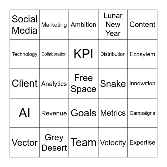 Marketing Priorities 2025 Bingo Card