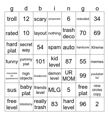 gd bingo Card