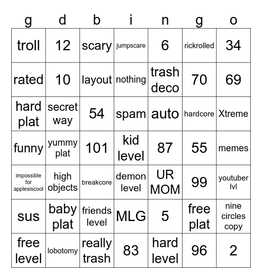 gd bingo Card